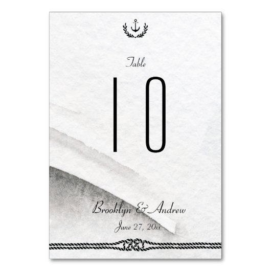 Numéro De Table Mariage Nautique Numéros De Tableau Gris Et Blanc (Dos)