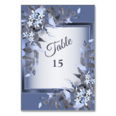 Numéro De Table Mariage Navy Blue Floral Silver Grey Party (Dos)