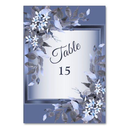 Numéro De Table Mariage Navy Blue Floral Silver Grey Party (Par défaut)