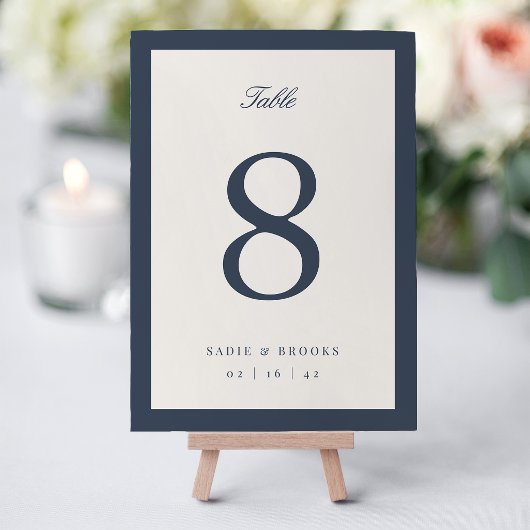 Numéro De Table Mariage Navy & Cream Classic Script