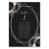 Numéro De Table Mariage noir à cadre géométrique en argent floral (Par défaut)
