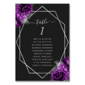 Numéro De Table Mariage noir à cadre géométrique en argent violet (Dos)