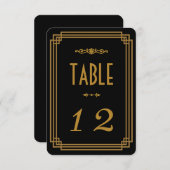 Numéro de table Mariage noir Art Déco (Devant / Derrière)