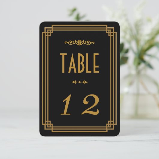 Numéro de table Mariage noir Art Déco (Debout devant)