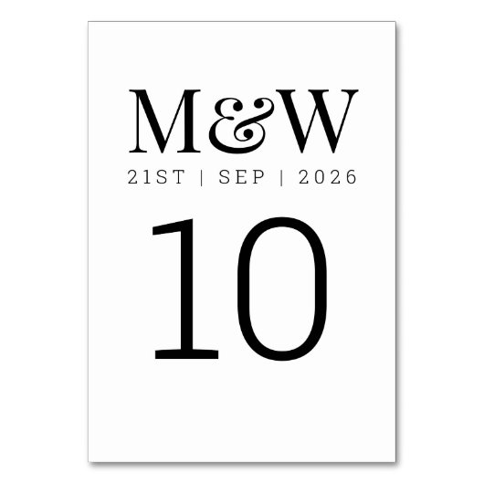 Numéro De Table Mariage noir blanc (Par défaut)