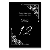 Numéro De Table Mariage Noir Blanc Moderne (Dos)