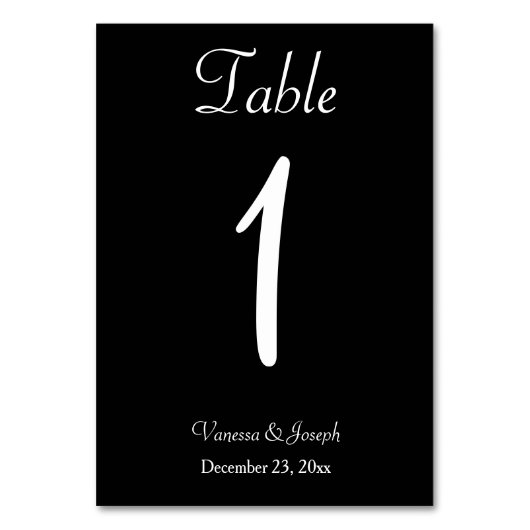 Numéro De Table Mariage noir blanc n° de la table (Dos)