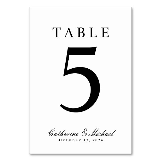 Numéro De Table Mariage noir et blanc Absolute Classic Double-side (Dos)