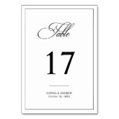 Numéro De Table Mariage noir et blanc classique simple (Par défaut)