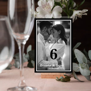 Numéro De Table Mariage noir et blanc contemporain élégant