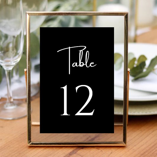 Numéro De Table Mariage noir et blanc élégant et moderne