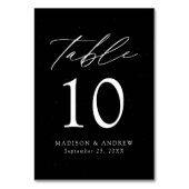 Numéro De Table Mariage noir et blanc élégant moderne (Dos)