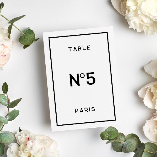 Numéro De Table Mariage noir et blanc minimaliste