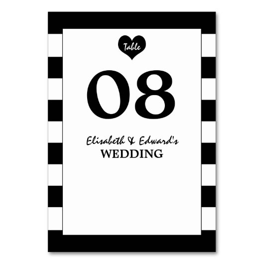 Numéro De Table Mariage noir et blanc moderne (Par défaut)