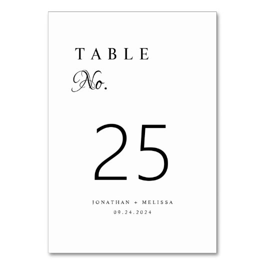 Numéro De Table Mariage noir et blanc moderne (Par défaut)