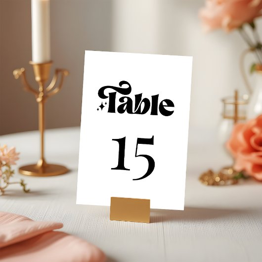 Numéro De Table Mariage noir et blanc rétro moderne