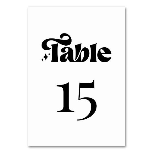Numéro De Table Mariage noir et blanc rétro moderne (Par défaut)