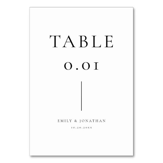 Numéro De Table Mariage noir et blanc simple (Dos)