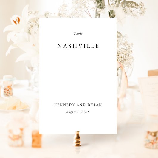 Numéro De Table Mariage noir et blanc simple