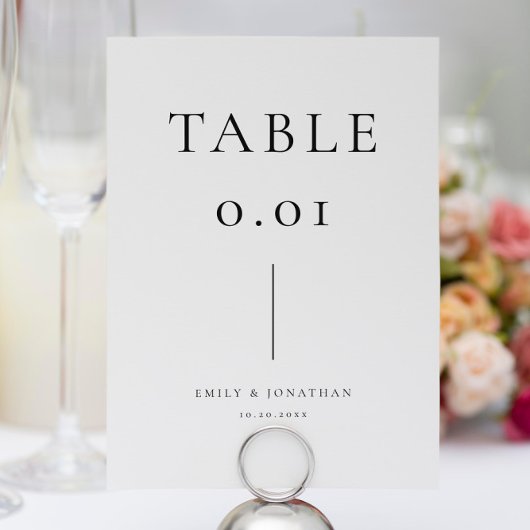 Numéro De Table Mariage noir et blanc simple