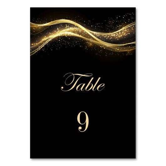 Numéro de table Mariage noir et or (Par défaut)