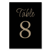 Numéro De Table Mariage noir et or classique (Dos)