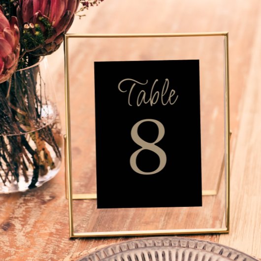 Numéro De Table Mariage Noir et Or Élégant