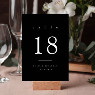 Numéro De Table Mariage noir minimaliste