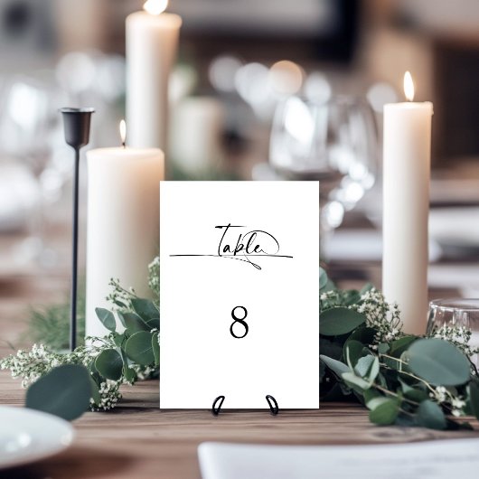 Numéro De Table Mariage noir minimaliste moderne