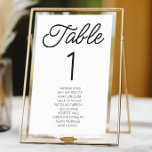 Numéro De Table Mariage noir minimaliste moderne<br><div class="desc">Il s'agit d'un minimaliste minimaliste moderne noir Mariage blanc numéro de table avec des noms!</div>
