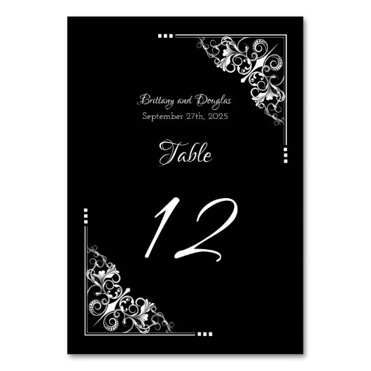 Numéro De Table Mariage noir moderne (Par défaut)