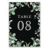 Numéro De Table Mariage Noir Moderne avec Verdure d'Eucalyptus (Dos)