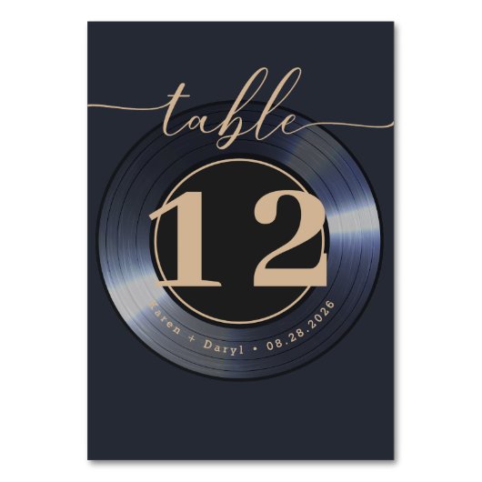 Numéro De Table Mariage noir Retro Vinyl Record (Dos)