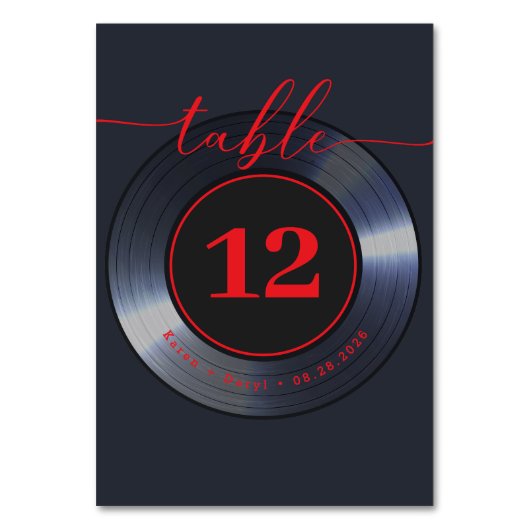 Numéro De Table Mariage noir Retro Vinyl Record (Par défaut)