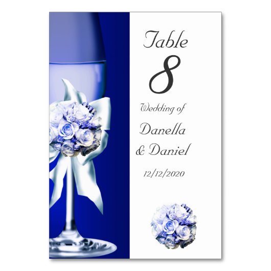 Numéro De Table Mariage Numéro de tableau Marine bleue 2 (Dos)