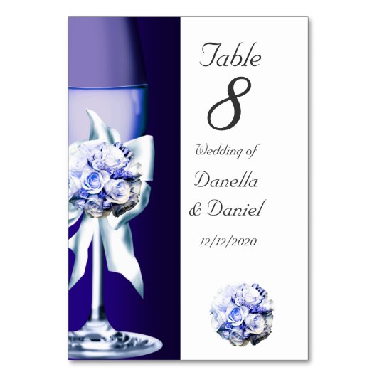 Numéro De Table Mariage Numéro de tableau Marine bleue 3 (Dos)