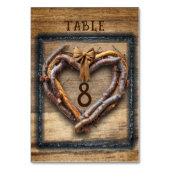 Numéro De Table Mariage occidental Twig Cadres, Boots Wagon Wheel (Dos)
