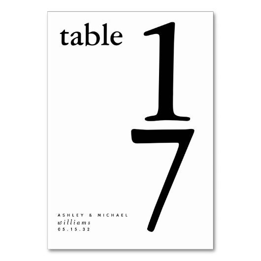 Numéro De Table Mariage officiel noir et blanc moderne Numéro de t (Par défaut)