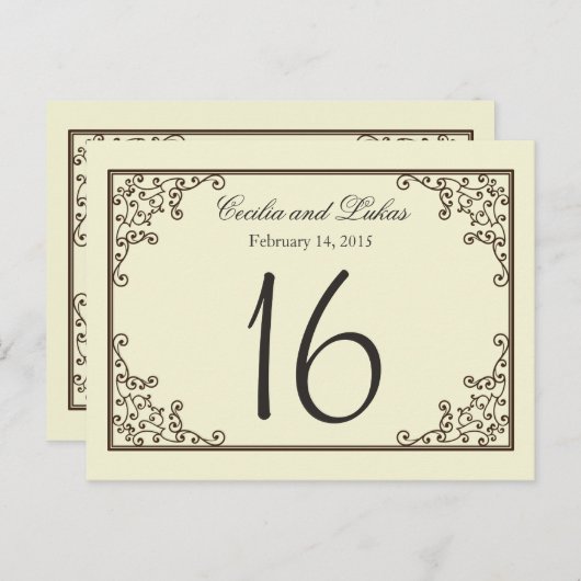 Numéro de table mariage | Oiseaux (Devant / Derrière)