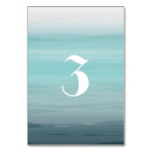 Numéro De Table Mariage Ombre Turquoise inspiré par l'aquarelle (Dos)