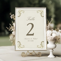 Numéro De Table Mariage Or Baroque Vintage