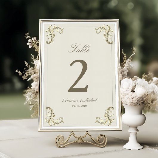 Numéro De Table Mariage Or Baroque Vintage