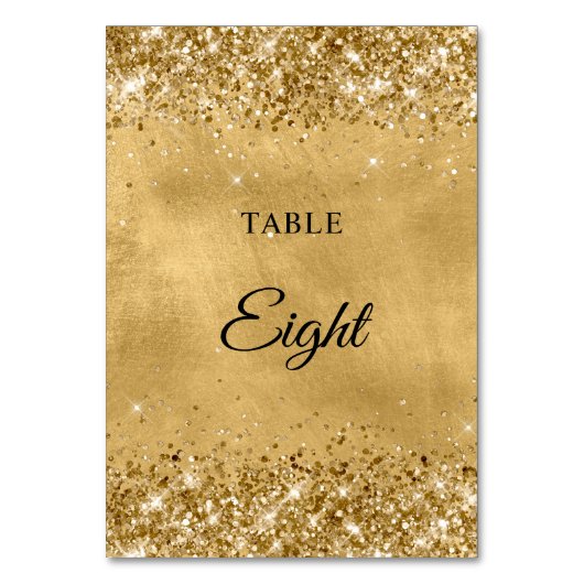 Numéro De Table Mariage or Glittery (Dos)