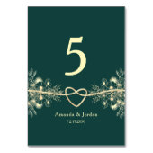 Numéro De Table Mariage Or Vert Emeraude (Dos)