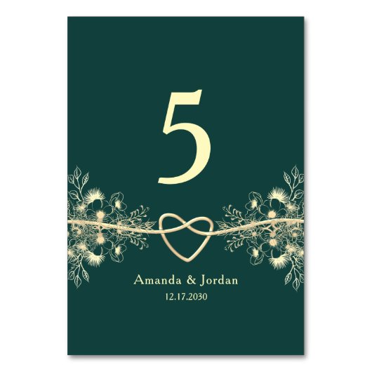 Numéro De Table Mariage Or Vert Emeraude (Par défaut)