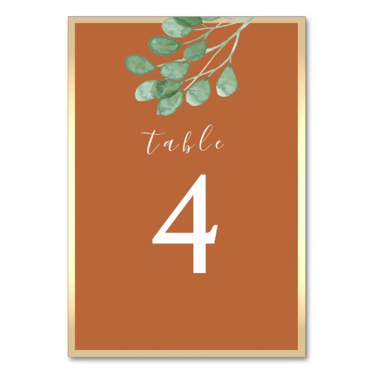 Numéro De Table Mariage orange brûlé (Par défaut)