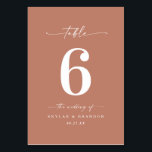 Numéro De Table Mariage orange en terre cuite simple couleur solid<br><div class="desc">Simple Couleur Solide En Terre Cuite Argile Orange Mariage Dîner Numéros de table. Cette Table Card chic et moderne est simple classique et élégant avec une couleur arrière - plan unie et une jolie police de calligraphie de script avec queues. Montré dans la Chic Terracotta Orange Clay Colorway. Disponible en...</div>