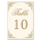 Numéro De Table Mariage orné crème et or (Dos)