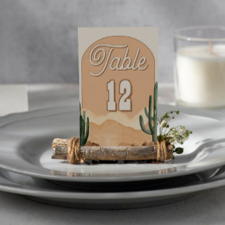 Numéro De Table Mariage ou Fête Prénatale Bohème du Désert de Cact