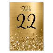 Numéro De Table Mariage Pailleté Or Feuille (Dos)